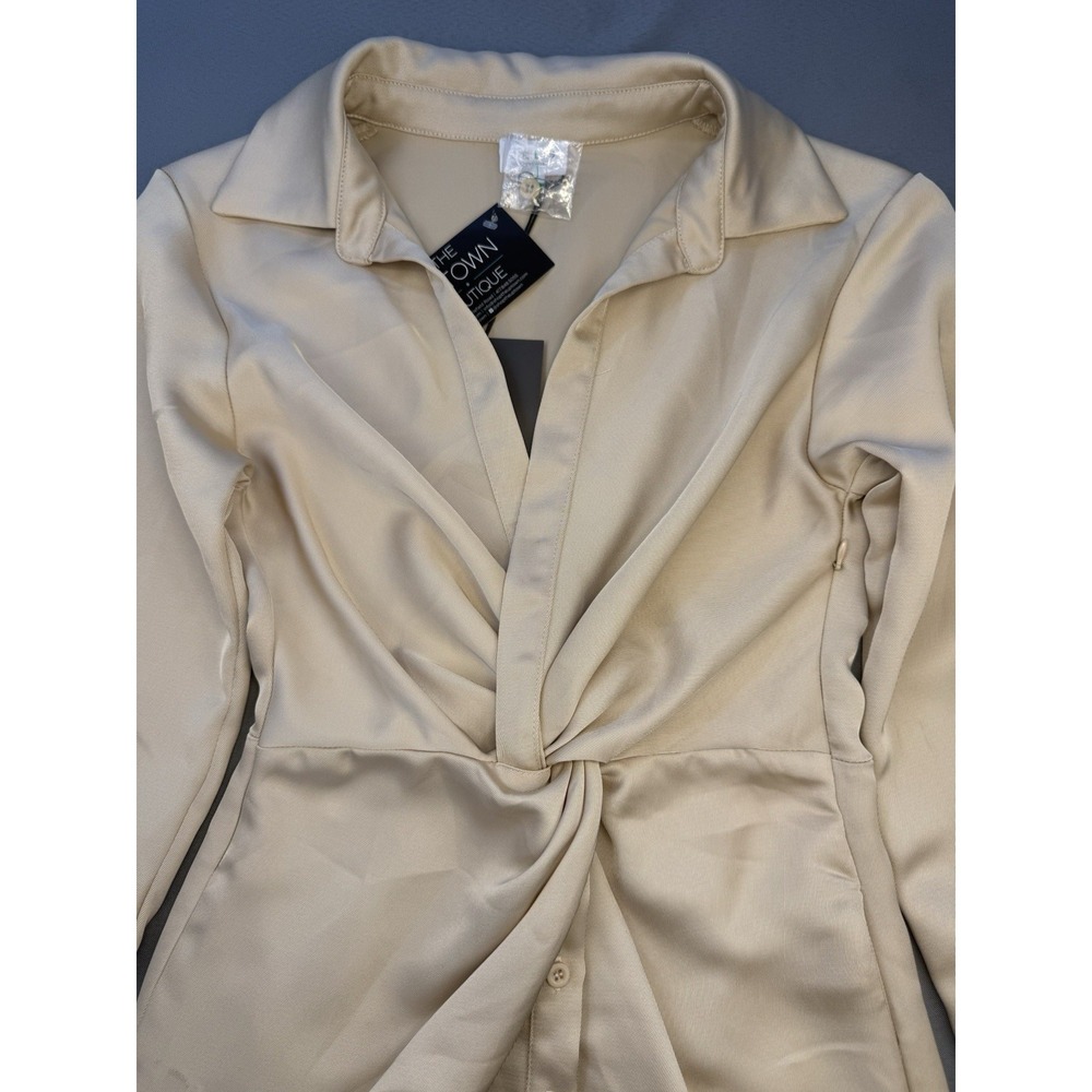 Le Lis Boutique Mini‎ Dress Champagne Twist Tie Sz XS NEW WITH TAGS